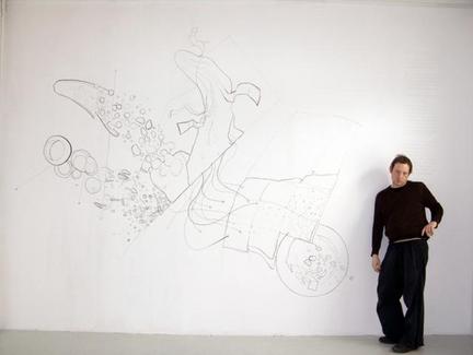 Stefan Roigk up 9 new borders, 2008, ink on wall